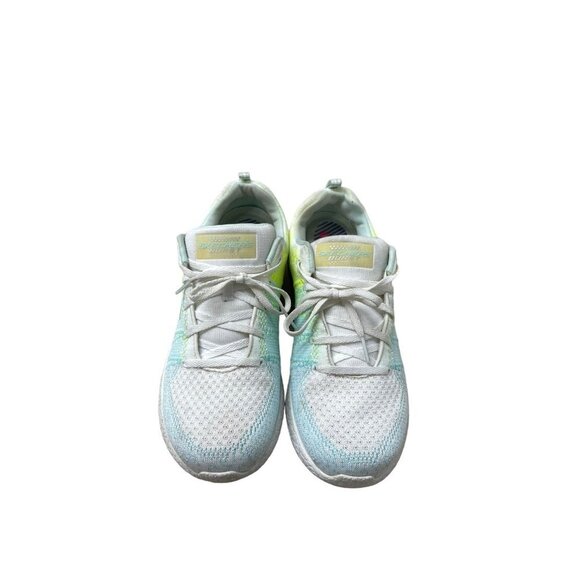 Skechers Burst Women's White/Yellow/Blue Lace-Up Athletic Shoes Size 10 - Picture 6 of 9